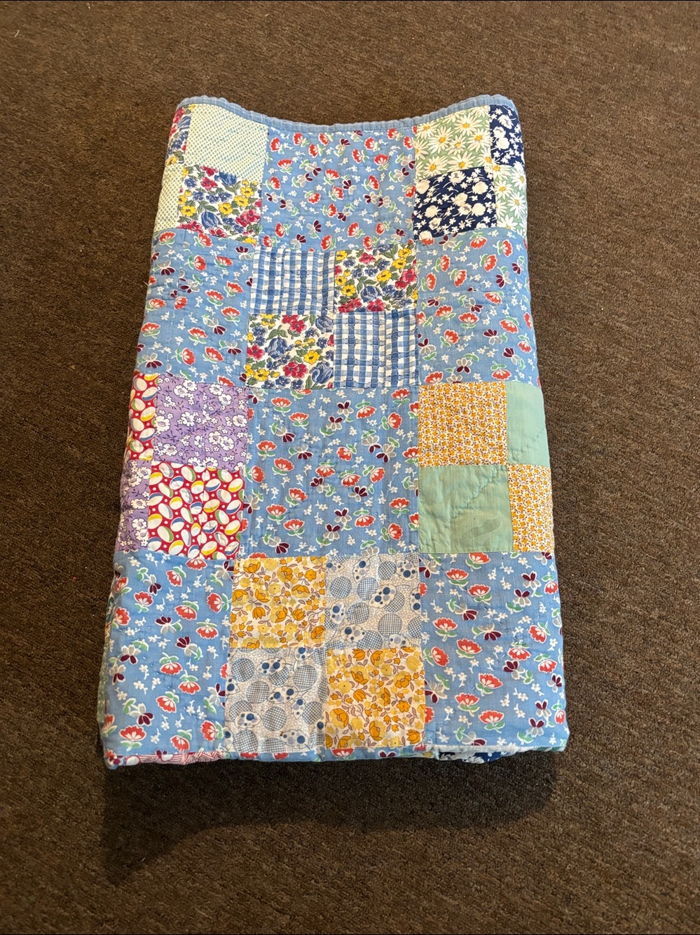 Vintage Style Patchwork Floral Multicolor Cottagecore Grandma 56x70 Twin Quilt